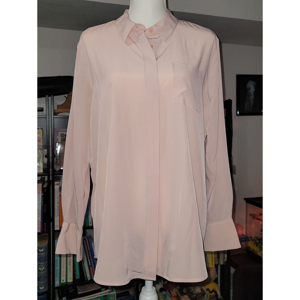 NINE WEST Women's PXL Petite Long Sleeve Button Down Shirt PInk NEW w/ TAGS